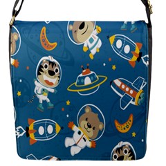 Seamless Pattern Funny Astronaut Outer Space Transportation Flap Closure Messenger Bag (s) by Semog4