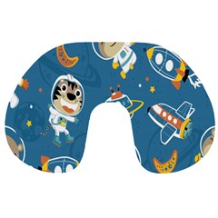 Seamless Pattern Funny Astronaut Outer Space Transportation Travel Neck Pillow by Semog4