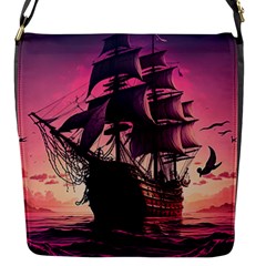 Ship Pirate Adventure Landscape Ocean Sun Heaven Flap Closure Messenger Bag (s) by Semog4