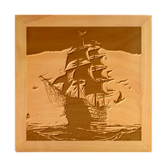 Ship Pirate Adventure Landscape Ocean Sun Heaven Wood Photo Frame Cube by Semog4