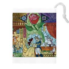 Stained Glass Rose Flower Drawstring Pouch (5xl) by Salman4z