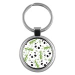 Giant Panda Bear Green Bamboo Key Chain (Round) Front