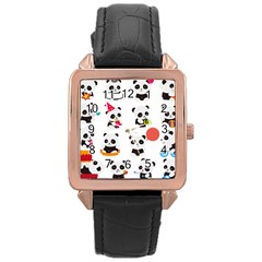 Giant Panda Bear Cuteness Rose Gold Leather Watch  by Salman4z