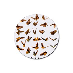 Butterfly Butterflies Insect Swarm Rubber Coaster (round) by Salman4z