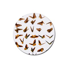Butterfly Butterflies Insect Swarm Rubber Round Coaster (4 Pack) by Salman4z