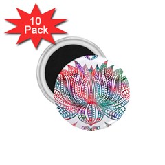 Lotus Feathers Boho Watercolor 1 75  Magnets (10 Pack) 