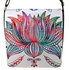 Lotus Feathers Boho Watercolor Flap Closure Messenger Bag (s) by Salman4z