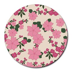 Floral Vintage Flowers Round Mousepad