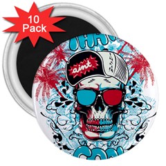 That Cool Graffiti Skull 3  Magnets (10 pack) 