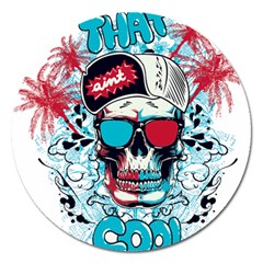 That Cool Graffiti Skull Magnet 5  (Round)