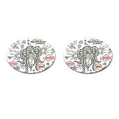 Drawing Clip Art Hand Painted Abstract Creative Space Squid Radio Cufflinks (oval) by Salman4z