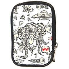 Drawing Clip Art Hand Painted Abstract Creative Space Squid Radio Compact Camera Leather Case by Salman4z