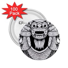 Balinese Art Barong Drawing Bali White Background People 2 25  Buttons (100 Pack)  by Salman4z