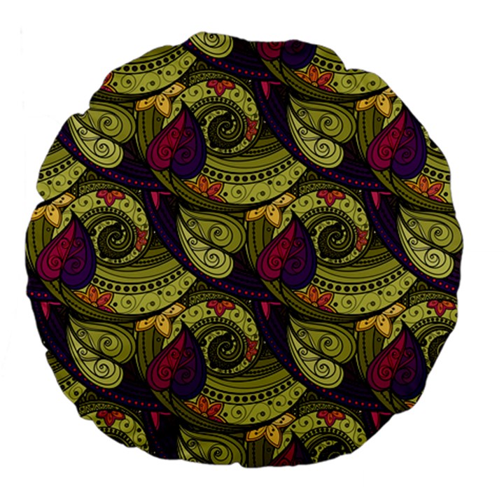 Pattern Vector Texture Style Garden Drawn Hand Floral Large 18  Premium Flano Round Cushions