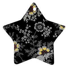 White And Yellow Floral And Paisley Illustration Background Star Ornament (two Sides)