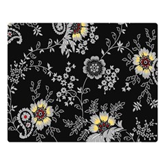 White And Yellow Floral And Paisley Illustration Background Premium Plush Fleece Blanket (large) by Salman4z