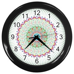 Flower Abstract Floral Hand Ornament Hand Drawn Mandala Wall Clock (black) by Salman4z