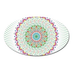 Flower Abstract Floral Hand Ornament Hand Drawn Mandala Oval Magnet by Salman4z