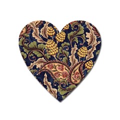 Leaves Flowers Background Texture Paisley Heart Magnet by Salman4z