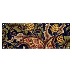 Leaves Flowers Background Texture Paisley Banner And Sign 8  X 3  by Salman4z