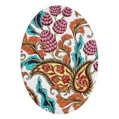 Flowers Pattern Texture White Background Paisley Ornament (oval) by Salman4z