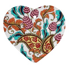 Flowers Pattern Texture White Background Paisley Heart Ornament (two Sides) by Salman4z