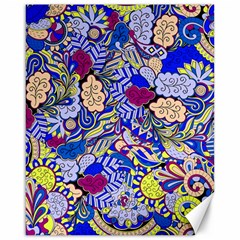 Blue Yellow Background Pattern Vector Texture Paisley Canvas 16  X 20 
