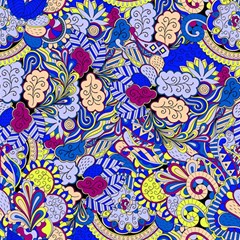 Blue Yellow Background Pattern Vector Texture Paisley Play Mat (square) by Salman4z