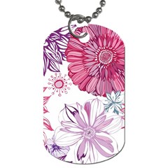 Red And Pink Flowers Vector Art Asters Patterns Backgrounds Dog Tag (one Side) by Salman4z