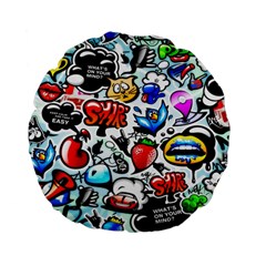 Graffiti Art Cartoon Comic Standard 15  Premium Flano Round Cushions