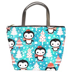 Blue Penguin Pattern Christmas Bucket Bag by Salman4z