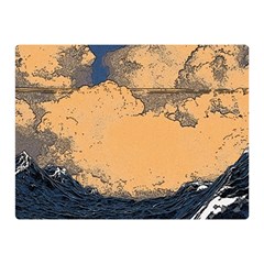 Waves Aesthetic Ocean Retro Sea Vintage Two Sides Premium Plush Fleece Blanket (mini) by Salman4z