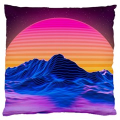 Sun Ultra Artistic 3d Illustration Sunset Large Premium Plush Fleece Cushion Case (two Sides)