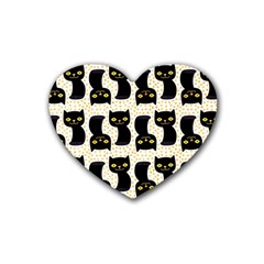 Black Cats And Dots Koteto Cat Pattern Kitty Rubber Coaster (heart) by Salman4z