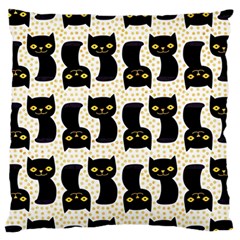 Black Cats And Dots Koteto Cat Pattern Kitty Large Premium Plush Fleece Cushion Case (two Sides)