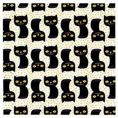 Black Cats And Dots Koteto Cat Pattern Kitty Wooden Puzzle Square by Salman4z