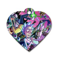 Rick And Morty Time Travel Ultra Dog Tag Heart (Two Sides)