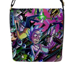 Rick And Morty Time Travel Ultra Flap Closure Messenger Bag (l) by Salman4z