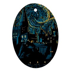 Hogwarts Castle Van Gogh Oval Ornament (two Sides)