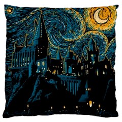 Hogwarts Castle Van Gogh Large Premium Plush Fleece Cushion Case (one Side) by Salman4z