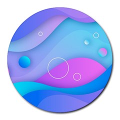 Colorful Blue Purple Wave Round Mousepad by Salman4z