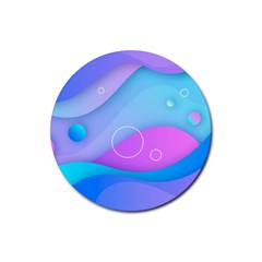 Colorful Blue Purple Wave Rubber Round Coaster (4 Pack) by Salman4z