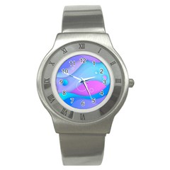 Colorful Blue Purple Wave Stainless Steel Watch by Salman4z