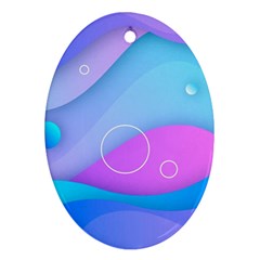 Colorful Blue Purple Wave Oval Ornament (two Sides)