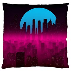 Futuristic Cityscape Large Premium Plush Fleece Cushion Case (one Side) by Salman4z