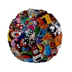 Cartoon Explosion Cartoon Characters Funny Standard 15  Premium Flano Round Cushions