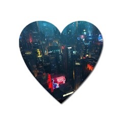 Cityscape Digital Art Heart Magnet by Salman4z