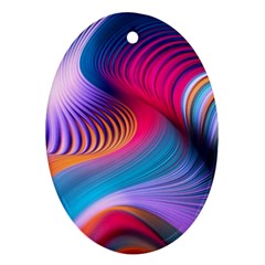 Colorful 3d Waves Creative Wave Waves Wavy Background Texture Oval Ornament (two Sides)