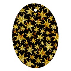 Shiny Glitter Stars Oval Ornament (two Sides)