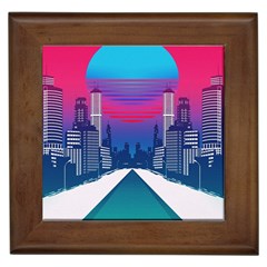 Retro Cityscape Artist Artwork Digital Art Framed Tile by Salman4z